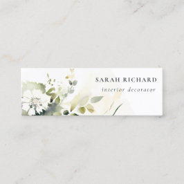 ボホエレガントモダン抽象芸術グリーンホワイトフローラ スキニー名刺