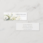 ボホエレガントモダン抽象芸術グリーンホワイトフローラ スキニー名刺 (正面/裏面)