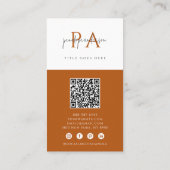 ボホエレガントモノグラムQRコードモダンテラコッタ 名刺 (裏面)