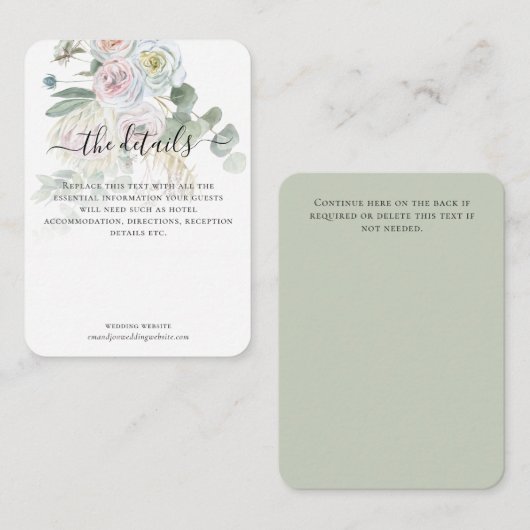 ボホエレガントユーカリ花模様結婚ズ詳細 エンクロージャーカード (正面/裏面)