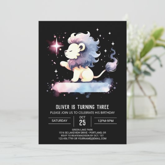 ボホエレガントライオン誕生日 招待状 (スタンド正面)