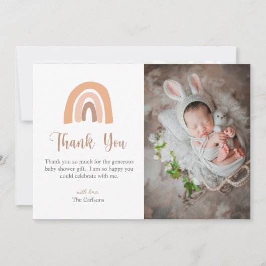 ボホエレガントレインボーベビーシャワーサンキューカード 招待状 (正面)