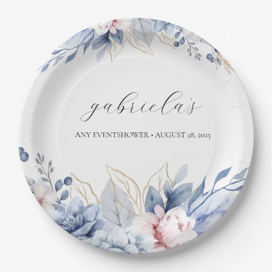 ボホエレガントワイルドフラワーの赤ちゃんシャワー ペーパープレート (正面)
