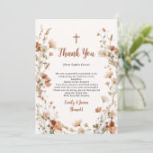 ボホエレガントワイルドフラワーほこりバラ写真バプテスマ サンキューカード (スタンド正面)