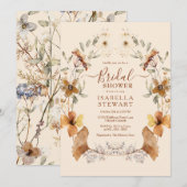 ボホエレガントワイルドフラワーエレガントブライダルシャワー 招待状 (正面/裏面)