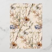 ボホエレガントワイルドフラワーエレガントブライダルシャワー 箔招待状 (裏面)