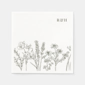 ボホエレガントワイルドフラワーオリーブグリーン結婚ズ スタンダードカクテルナプキン (正面)