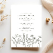 ボホエレガントワイルドフラワーオリーブグリーン結婚ズ 招待状