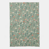 ボホエレガントワイルドフラワーガーデンセージ緑 キッチンタオル (縦)
