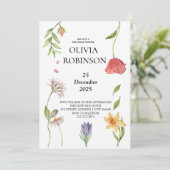ボホエレガントワイルドフラワーガール赤ちゃんシャワー 招待状 (スタンド正面)