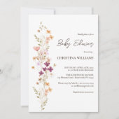ボホエレガントワイルドフラワージェンダー中立ベイビーシャワー 招待状 (正面)