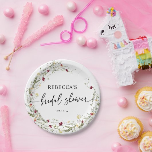 ボホエレガントワイルドフラワーズブライダルシャワー ペーパープレート (パーティー)