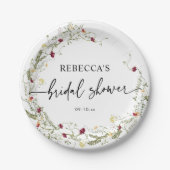ボホエレガントワイルドフラワーズブライダルシャワー ペーパープレート (正面)