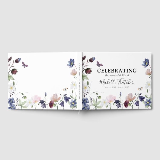 ボホエレガントワイルドフラワーズ悔やみや弔慰メモリアル ゲストブック (全面)