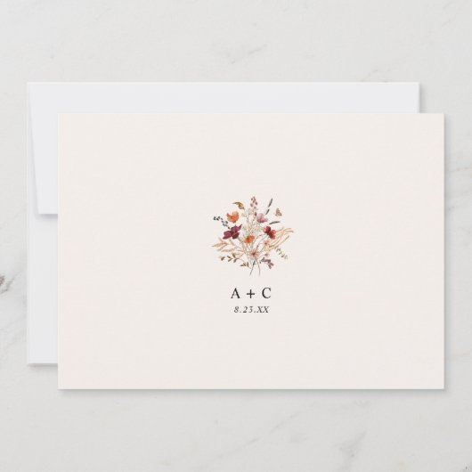 ボホエレガントワイルドフラワーズ秋ブライダルシャワー 招待状 (裏面)