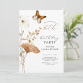 ボホエレガントワイルドフラワーズ50th誕生日パーティー 招待状 (スタンド正面)