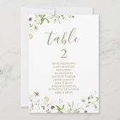 ボホエレガントワイルドフラワーテーブル番号座席表 招待状 (正面)