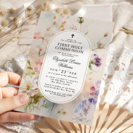 ボホエレガントワイルドフラワーファースト聖餐式 招待状