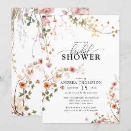 ボホエレガントワイルドフラワーフローラブライダルシャワー 招待状