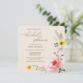 ボホエレガントワイルドフラワーフローラブライダルシャワー 招待状 (スタンド正面)