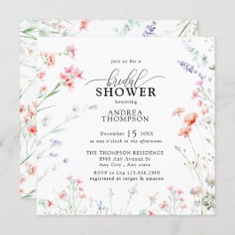 ボホエレガントワイルドフラワーフローラブライダルシャワー 招待状