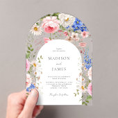 ボホエレガントワイルドフラワーフローラ結婚ズ アクリル招待状 (インサイチュ (ポータブル))