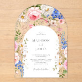 ボホエレガントワイルドフラワーフローラ結婚ズ アクリル招待状 (正面)
