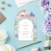 ボホエレガントワイルドフラワーフローラ結婚ズ アクリル招待状 (インサイチュ (ウェディング))