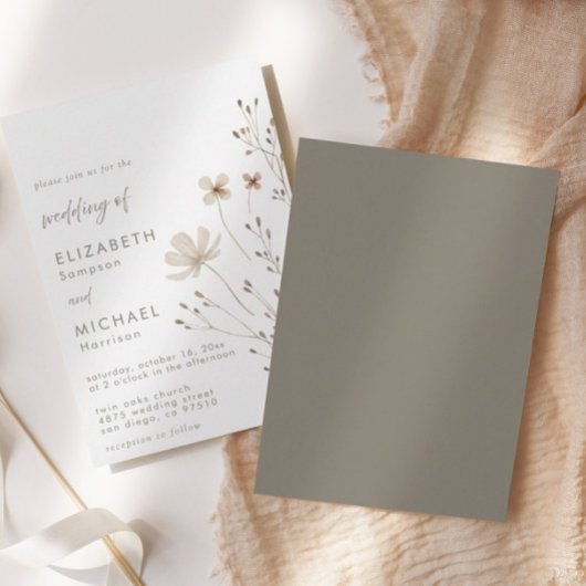 ボホエレガントワイルドフラワーフローラ結婚ズ 招待状