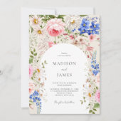 ボホエレガントワイルドフラワーフローラ結婚ズ 招待状 (正面)
