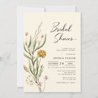 ボホエレガントワイルドフラワーブライダルシャワー招待 招待状