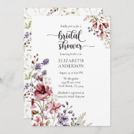 ボホエレガントワイルドフラワーブライダルシャワー招待 招待状