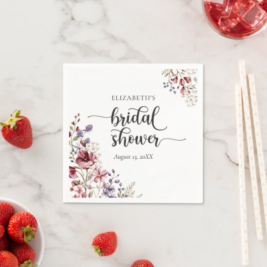 ボホエレガントワイルドフラワーブライダルシャワー スタンダードカクテルナプキン (インサイチュ)