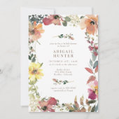 ボホエレガントワイルドフラワーブライダルシャワー 招待状 (正面)