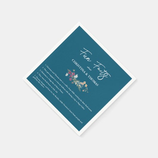 ボホエレガントワイルドフラワーブルーおもしろいファクト結婚ズ スタンダードカクテルナプキン (角)