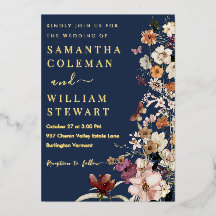 ボホエレガントワイルドフラワーブルー素朴ネ結婚ビ