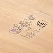 ボホエレガントワイルドフラワーベイビーシャワー アクリル招待状 (レイダウン)