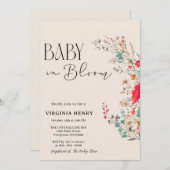 ボホエレガントワイルドフラワーベイビーシャワー 招待状 (正面/裏面)