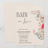 ボホエレガントワイルドフラワーベイビーシャワー 招待状 (正面/裏面)