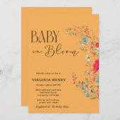 ボホエレガントワイルドフラワーベイビーシャワー 招待状 (正面/裏面)