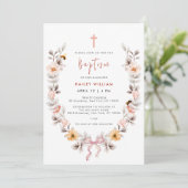 ボホエレガントワイルドフラワーリースガールバプテスマ 招待状 (スタンド正面)