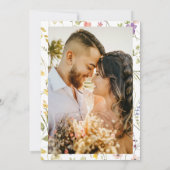 ボホエレガントワイルドフラワー写真QRコード結婚ズ 招待状 (裏面)