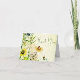 ボホエレガントワイルドフラワー庭園の結婚式 サンキューカード