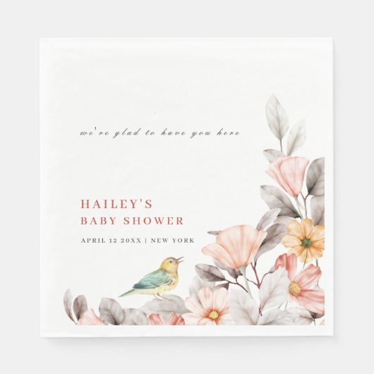 ボホエレガントワイルドフラワー素朴の赤ちゃんシャワー スタンダードランチョンナプキン (正面)