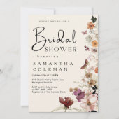ボホエレガントワイルドフラワー素朴シックブライダルシャワー 招待状 (正面)