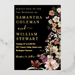 ボホエレガントワイルドフラワー素朴ブ結婚ラック 箔招待状