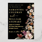 ボホエレガントワイルドフラワー素朴ブ結婚ラック 箔招待状 (正面)