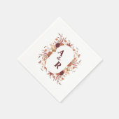 ボホエレガントワイルドフラワー結婚のカップルイニシャル スタンダードカクテルナプキン (角)