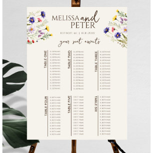 ボホエレガントワイルドフラワー結婚の座席表 ポスター