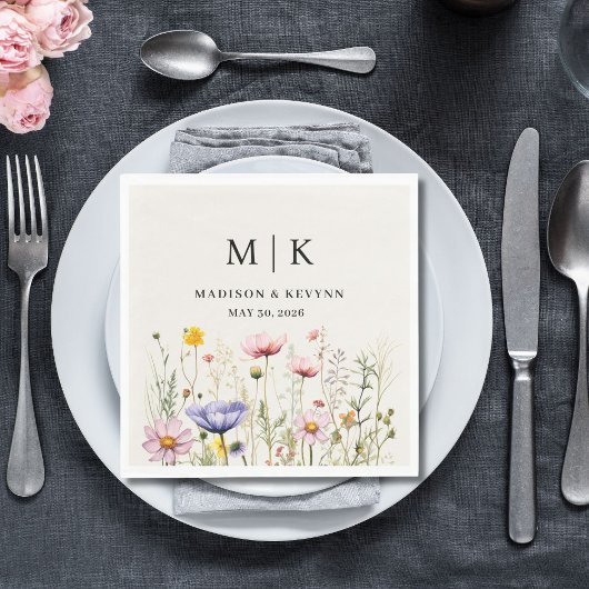 ボホエレガントワイルドフラワー結婚ズのナプキン スタンダードカクテルナプキン